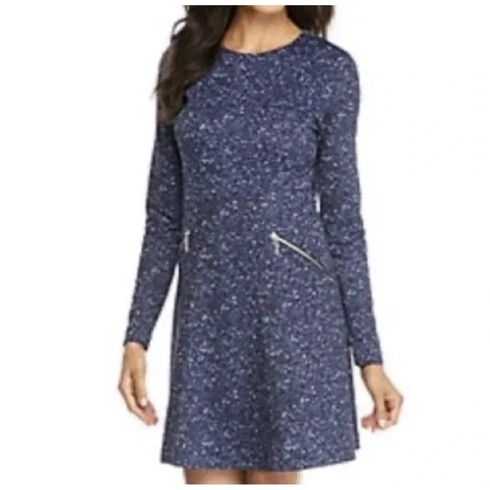 Michael Kors Dress Womens 4 Blue‎ Speckled Zip Pockets Party Celestial Elegant